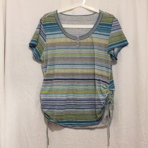 Gloria Vanderbilt Ladies Top striped blue yellow L